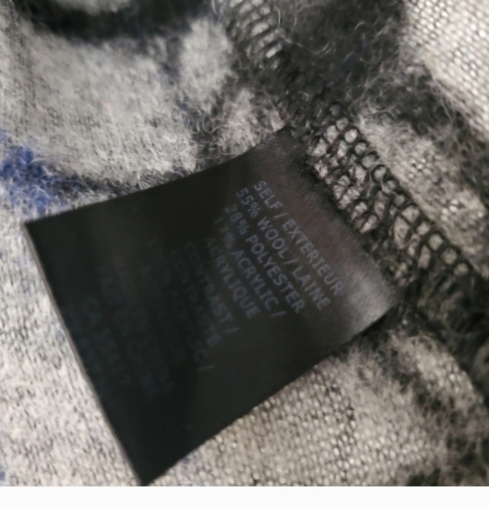 Wool Domani Blue Worldly Checkered Patch Polka Do… - image 3